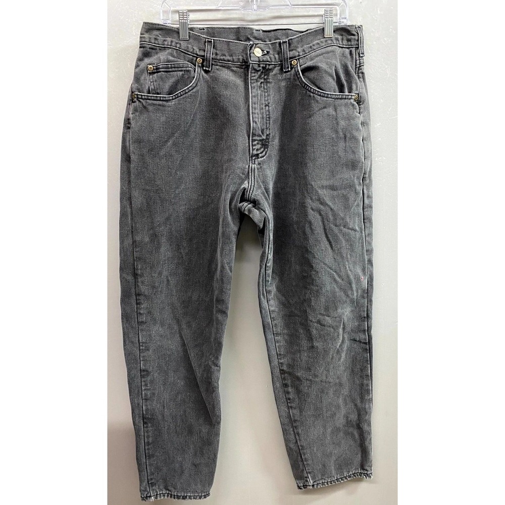 L.L.Bean Jeans 35x30 Charcoal Gray Denim Tapered Leg 5 Pockets Flannel Lined